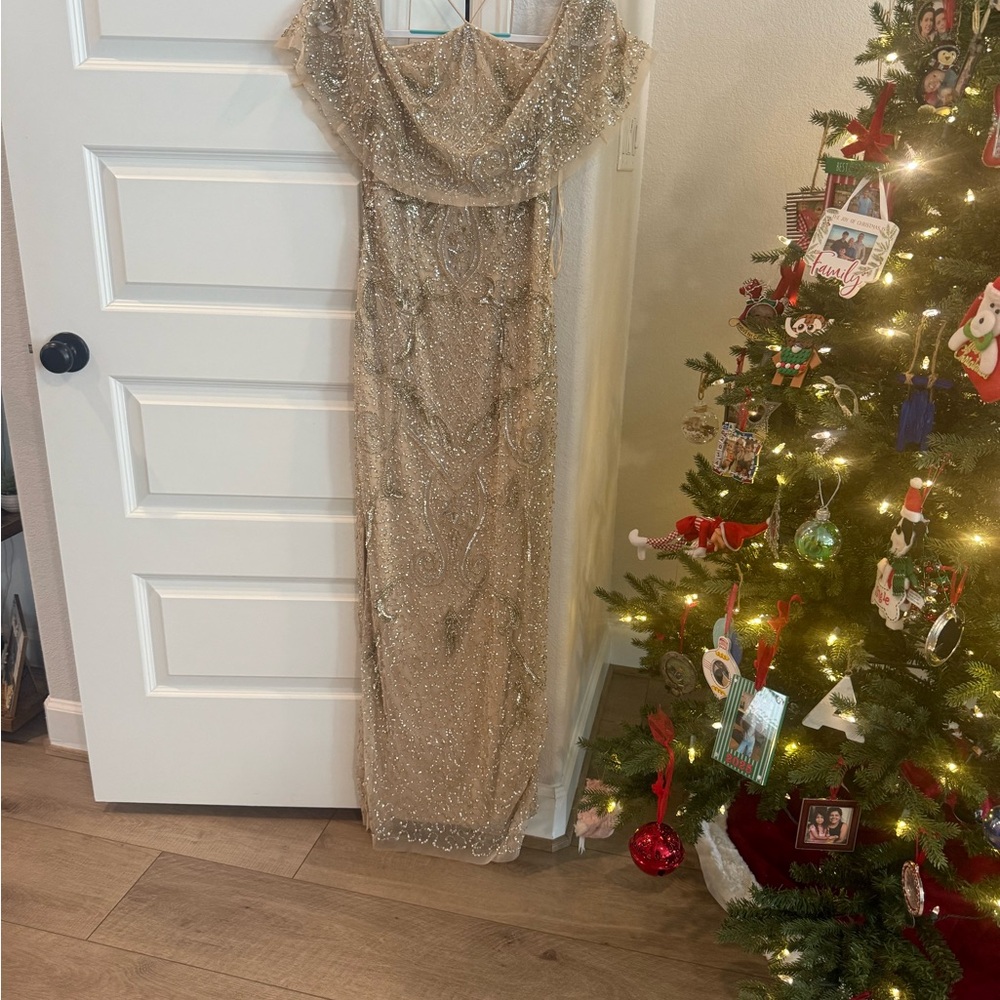 Aidan Mattox Gold Sequin Maxi Dress